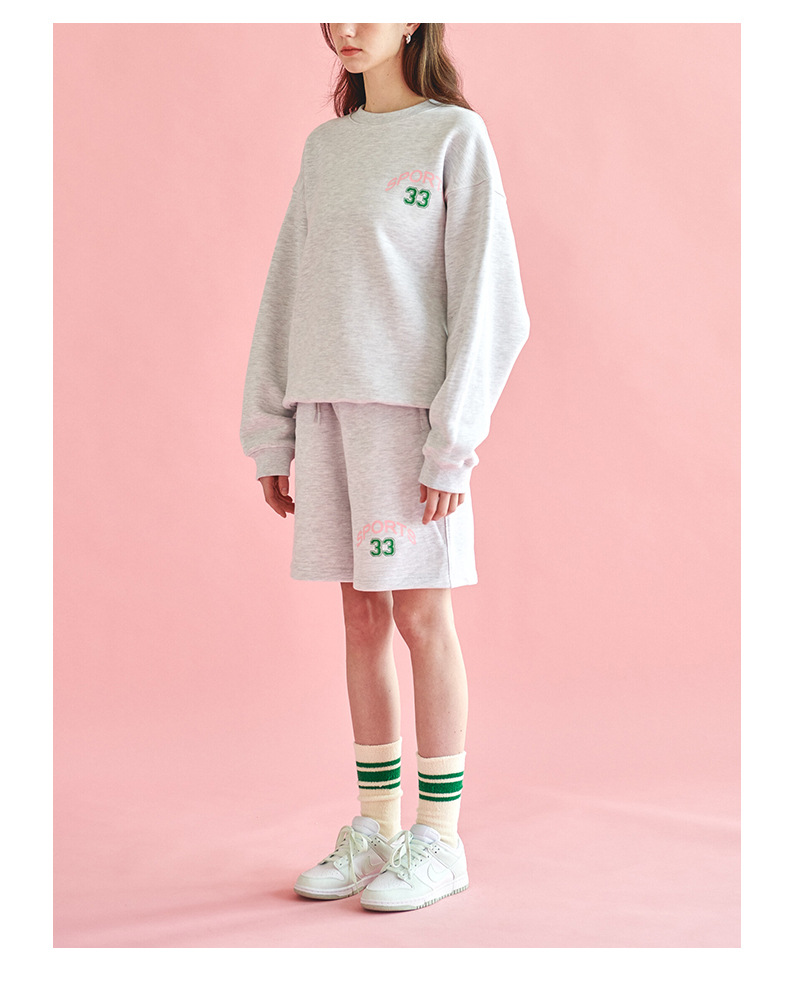 [Clearance Sale] 2025 Autumn Casual Sportswear Two-Piece Set: Printed Long-Sleeve Crew Neck Sweatshirt And Shorts_ecoleips.com