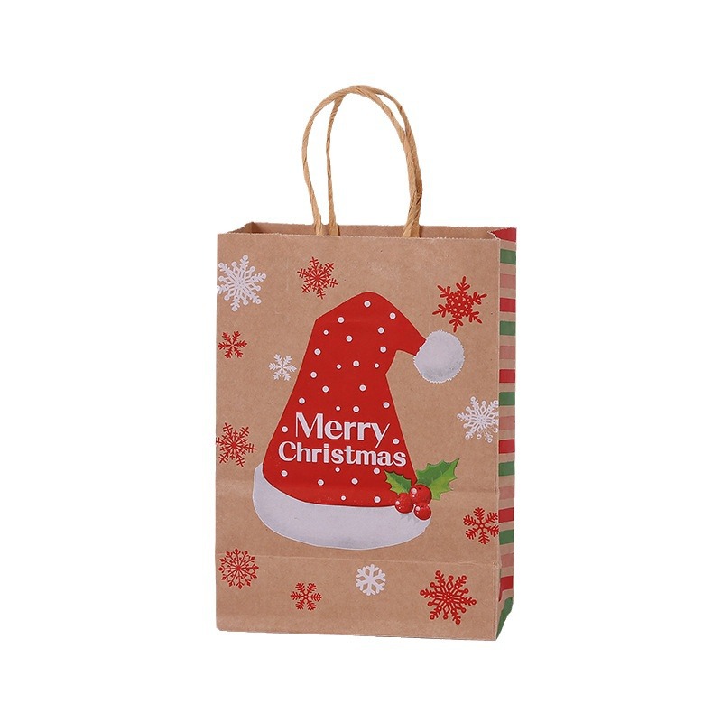 Navidad kraft bolsas de regalo al por mayor ropa bolsa de papel bolsa de compras bolsa de mano de copo de nieve bolsa de regalo de alce