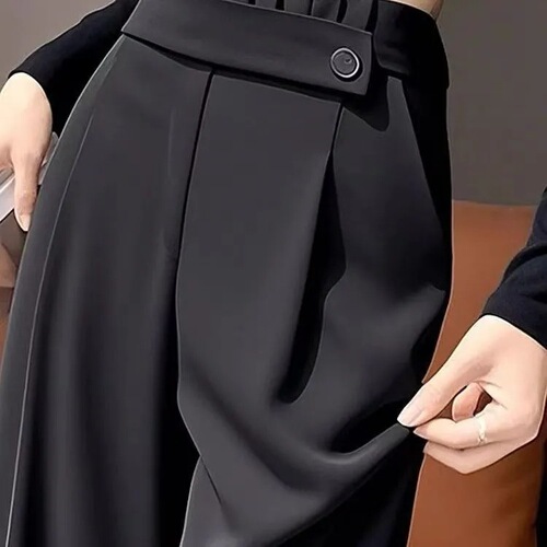 2026 summer new style, high waist, hanging straight, small, narrow version, wide leg pants, black casual pants, women