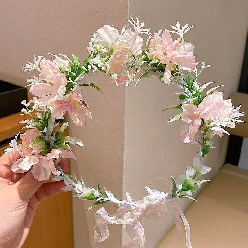 超仙山茶花森系花环头饰成人儿童花朵头箍新娘头纱氛围感头花发饰|undefined