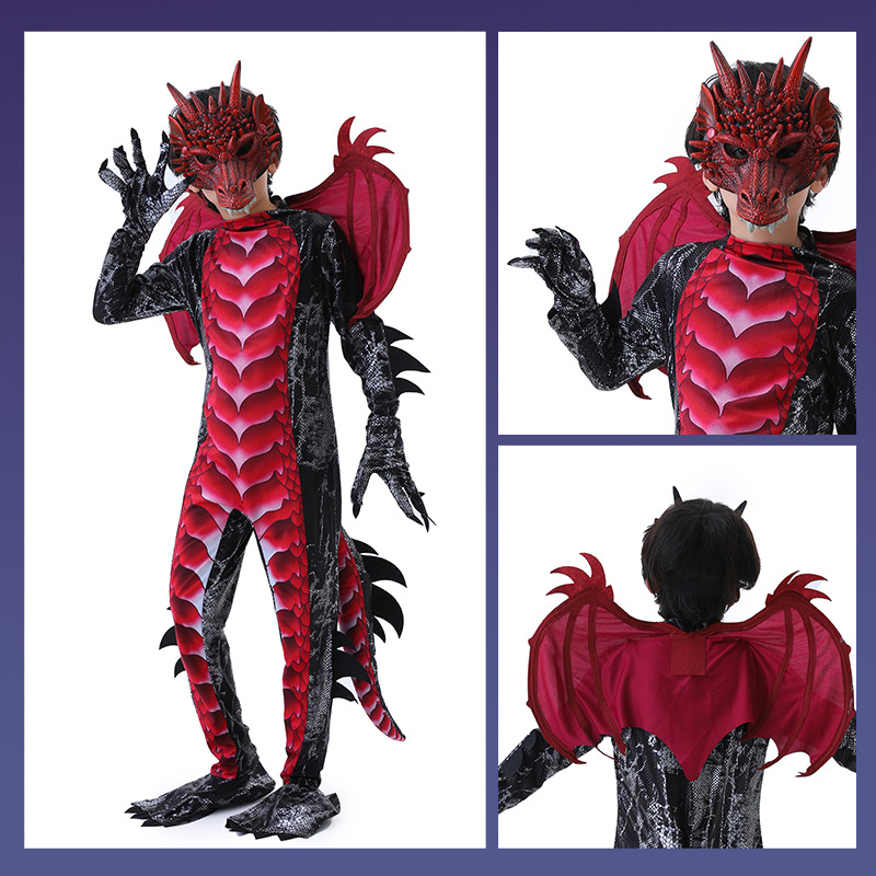 Cross Border Hot Sale Halloween Children Dragon Costume Cosplay Cos Dinosaur Boy Party Show Dress Up suit