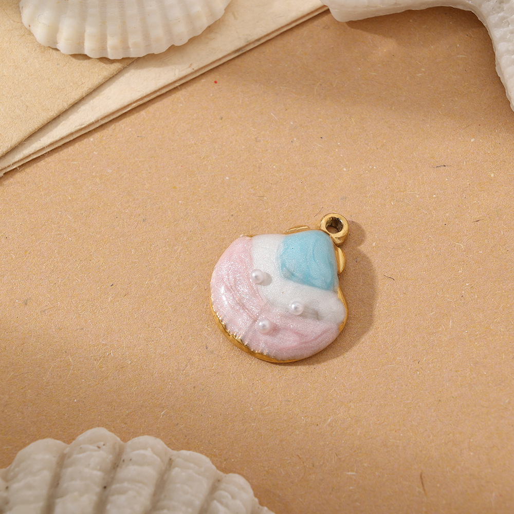 4g Weight Pendant Jewelry Making Type Charms Classification 1 Piece Quantity 304 Stainless Steel Material Shell Pattern All Seasons Season Polished Finish Plating Design Beach Style 1 Piece 304 Stainless Steel Shell Polished Pendant Charms 14