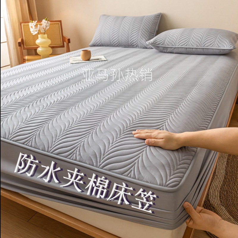 Cross-border Amazon Waterproof Bed Hat Soybean Quilted Single-piece Bedspread Simmons Mattress Non-slip Diaper Pad Protective Cover