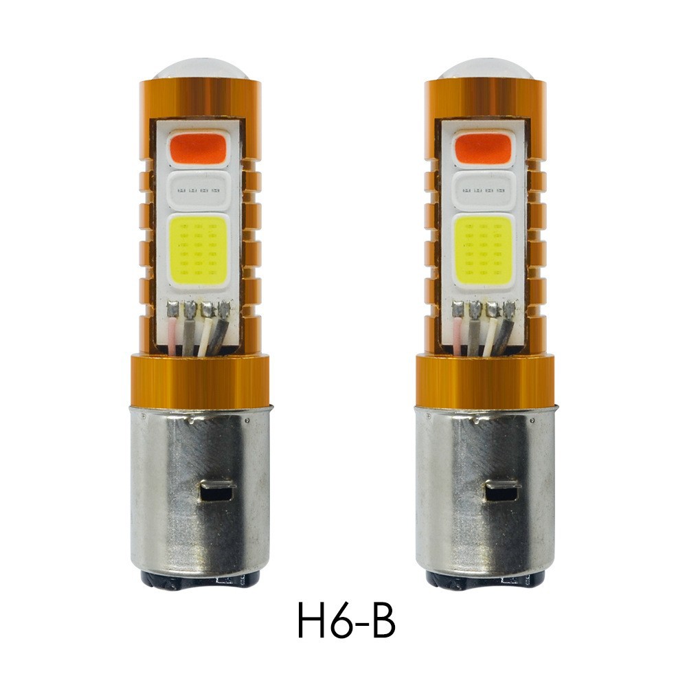 Car LED decoder, three-color COB fog lights, H4 motorcycle lights, H4 H6, dual-claw design, high-brightness modified front headlight bulbs