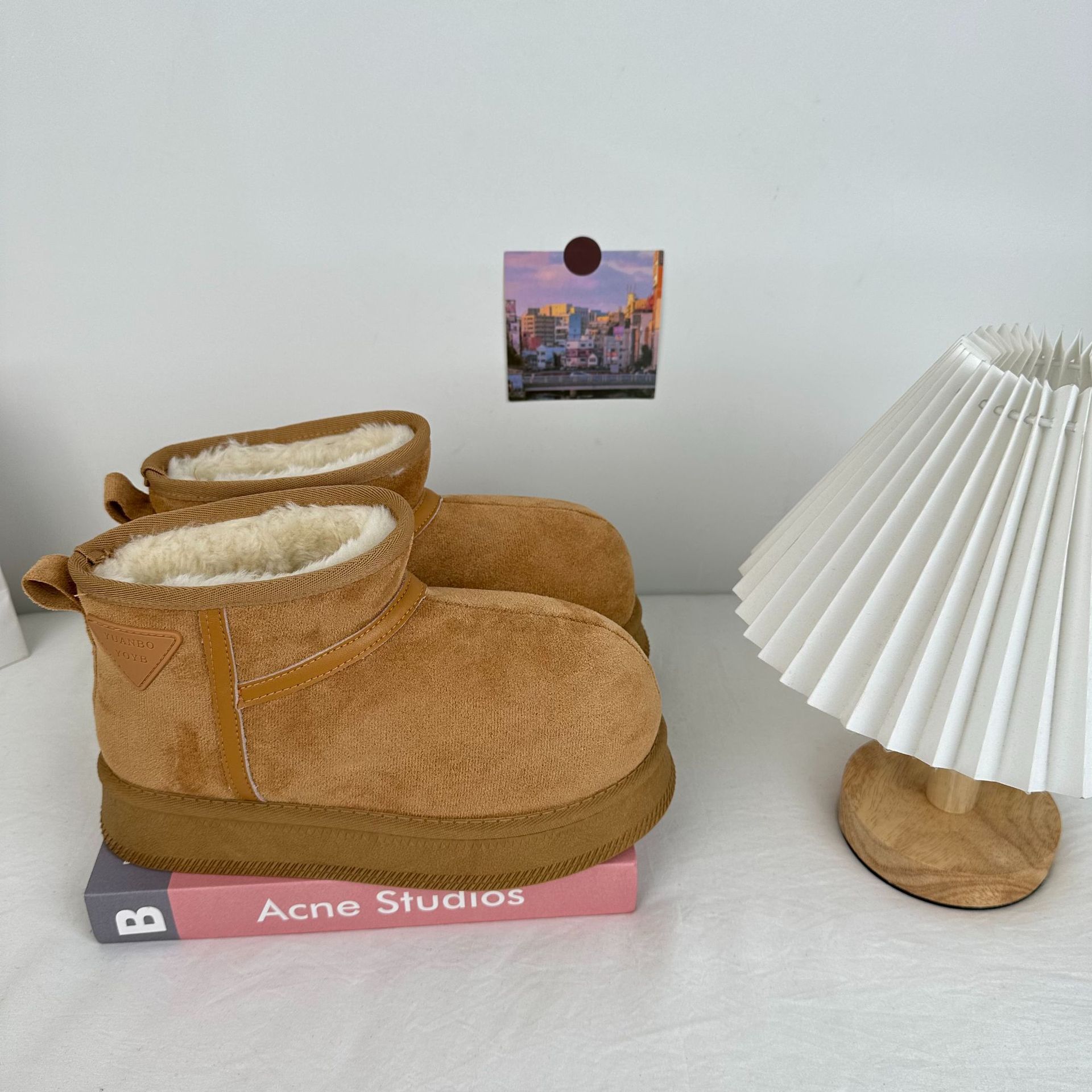 Far Wave 2025 zapatos de nieve de invierno mujer versión coreana de las botas cortas de color de plataforma Kapibala zapatos de algodón cálidos de todo fósforo image 7