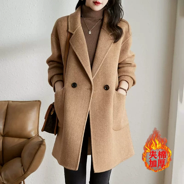 Camel color [plus cotton thickening] human character pattern