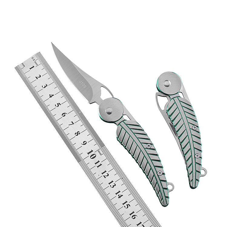 户外刀具防身小刀高硬度折叠刀创意羽毛便携口袋钥匙刀子水果折刀