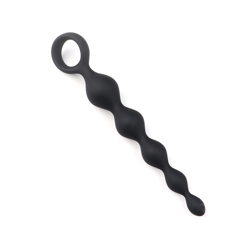 Gradual Expansion Silicone Anal Beads Prostate Massager Plug, Five-Bead Black Design — detail image 5