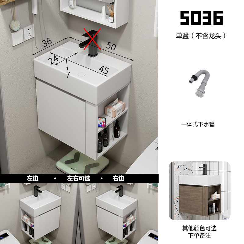 lavabo de madera maciza multicapa tipo pared ultra estrecha gabinete de baño con estante de almacenamiento lavabo de baño integrado tablero de lavado