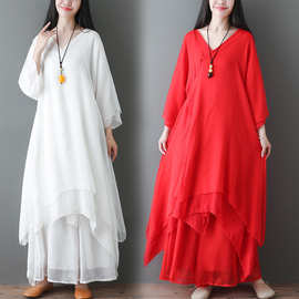新款2023禅舞服装女套装中国风禅意仙女连衣裙茶服禅服两件套白色