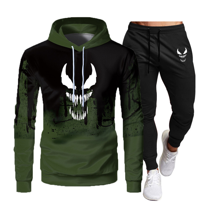 Autumn and Winter Fleece Splash-Ink Men's Casual Suit Trendy Printed Hoodie Sports Sweatshirt and Sweatpants Factory Direct Supply Autumn and Winter Fleece Splash-Ink Men's Casual Suit Trendy Printed Hoodie Sports Sweatshirt and Sweatpants Factory Direct Supply