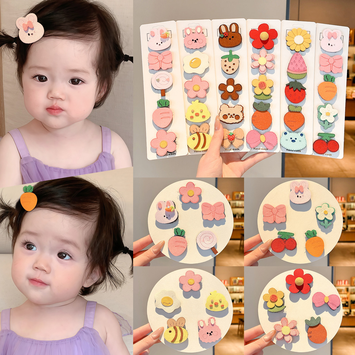 Children's Cartoon Bangs Stickers, Baby Forehead Hair Clips That Don'T Damage Hair, Magic Stickers for Girls, Cute Hair Accessories for Managing Stray Hair