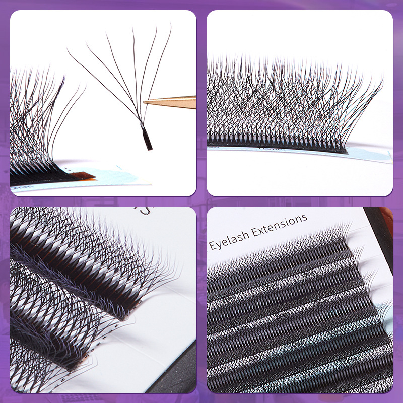 Fábrica de pestañas 6D florecer europeas y americanas pestañas falsas curvas naturales C mezcladas densas pestañas injerto de hexagram