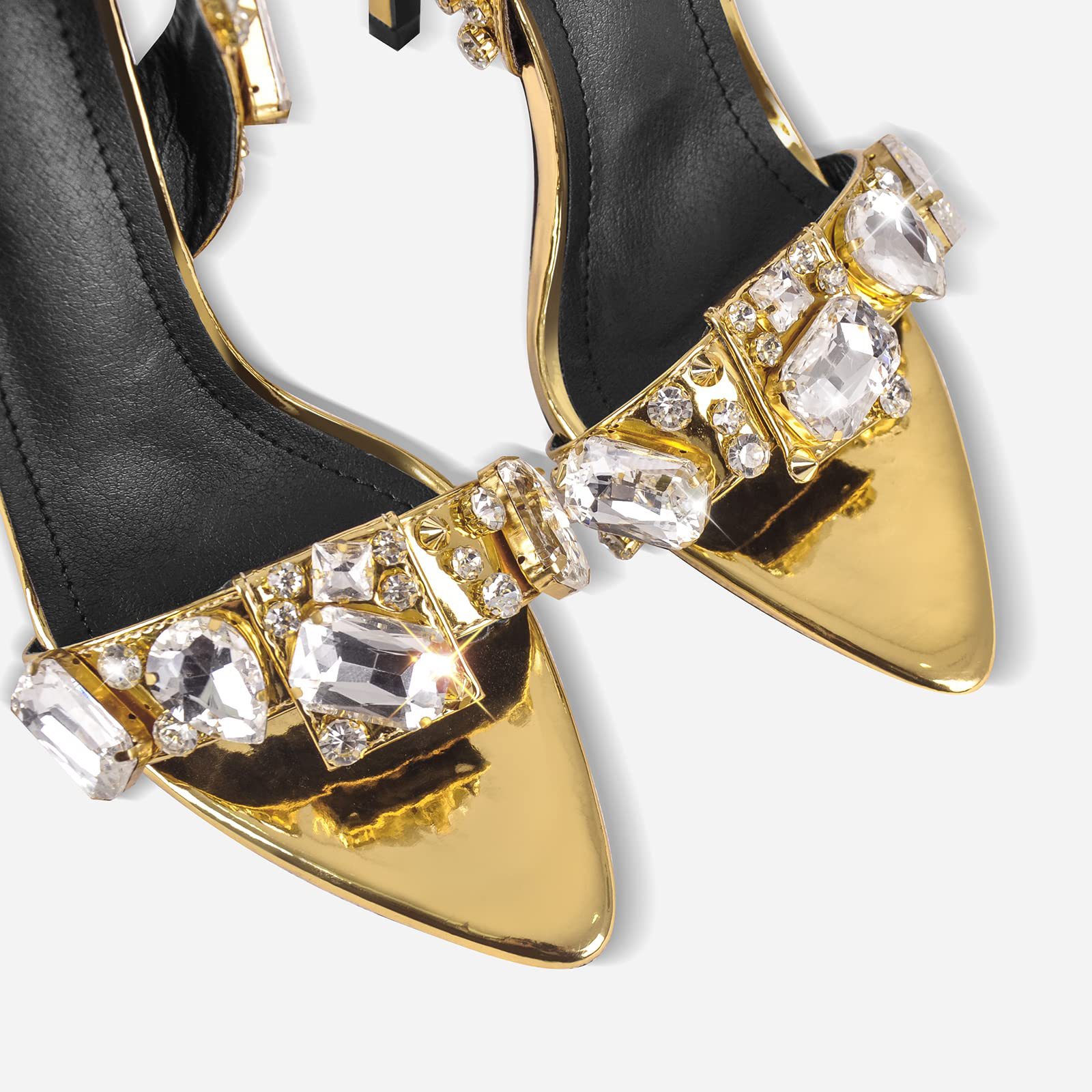 11cm nueva señaló oro Comercio exterior remache rhinestone stiletto talón sandalias de verano Europa y América moda gran tamaño zapatos