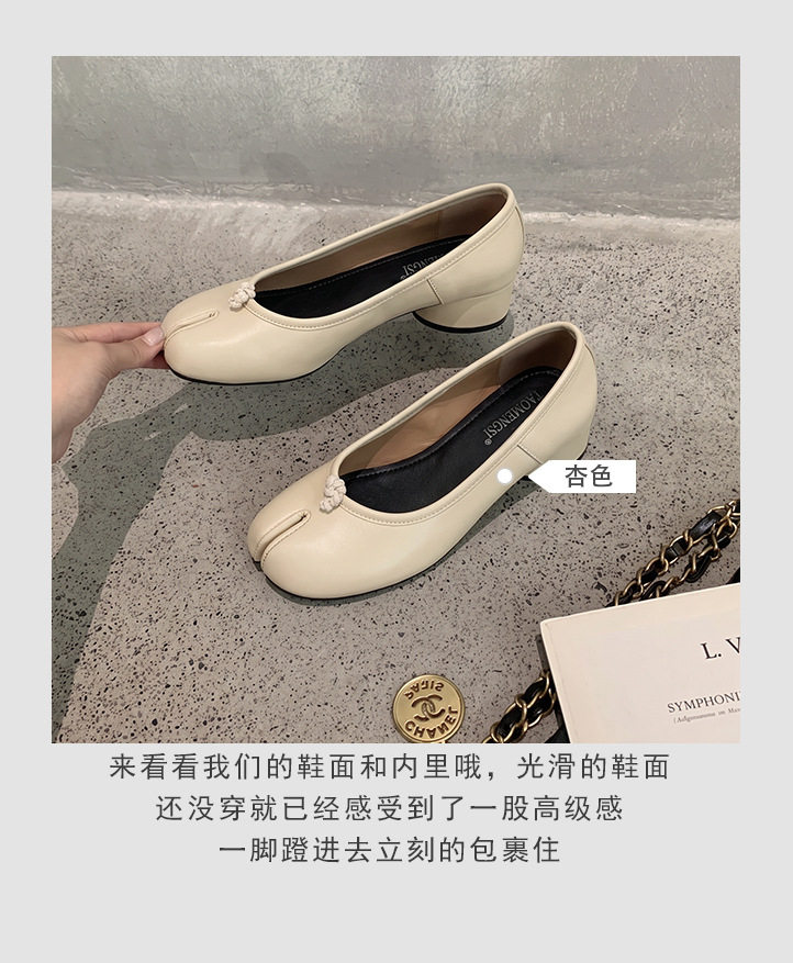 Giày búp bê nữ mũi tách ngón gót thô 3–6 cm, kiểu Mary Jane thời trang, dễ xỏ chân — bạc, màu mơ, Điểm sóng Đen, đen chi tiết 7