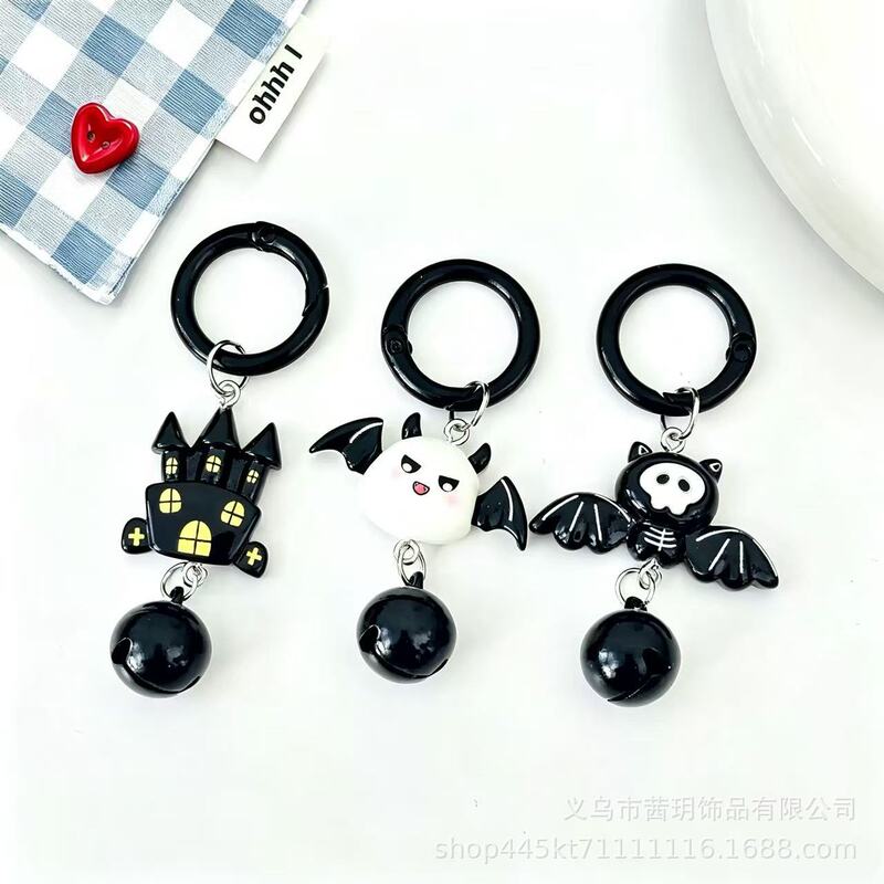 Halloween Cartoon Castle Ghost Bat Black Cat Bell Keychain Original Ins Style Quirky Bag Pendant Wholesale Halloween Cartoon Castle Ghost Bat Black Cat Bell Keychain Original Ins Style Quirky Bag Pendant Wholesale