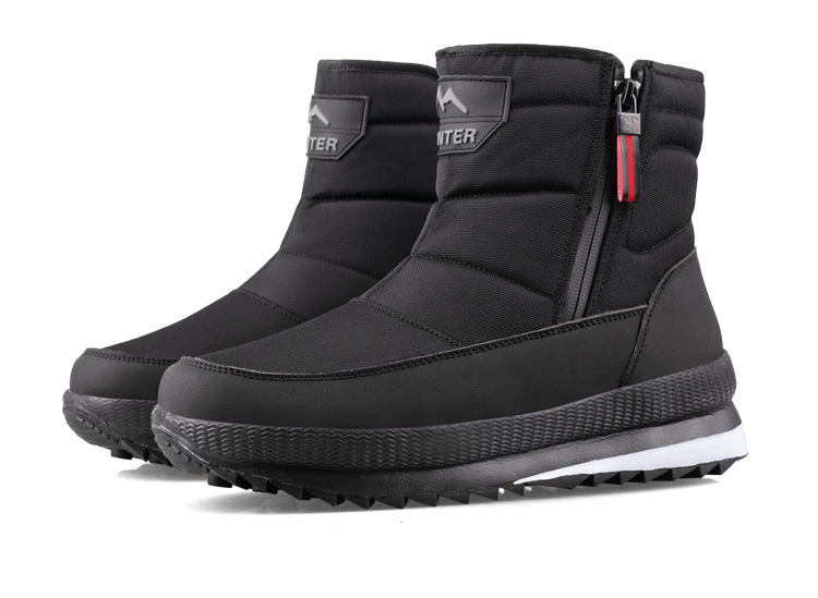Nordost Verdickte, kurze, rutschfeste Herren-Schneestiefel mit Fleecefutter, warm, für den Winter, große Baumwollschuhe_voghion.com
