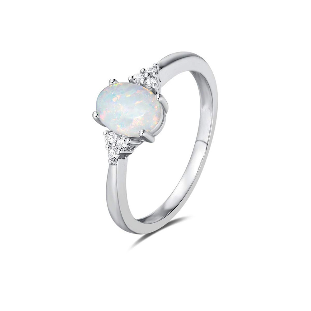 Women's Birthstone Ring Sterling Silver Faux Opal Ring Garnet Ruby Ring Engagement Ring Exquisite