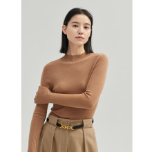 BIELLA德国扬子纱18G无缝一体全羊毛半高领针织衫女薄打底衫秋冬