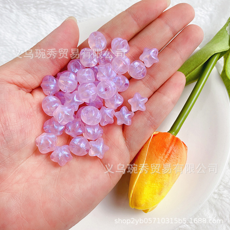 Perlas acrílicas con diseño estrella y sirena, accesorios DIY para pulseras