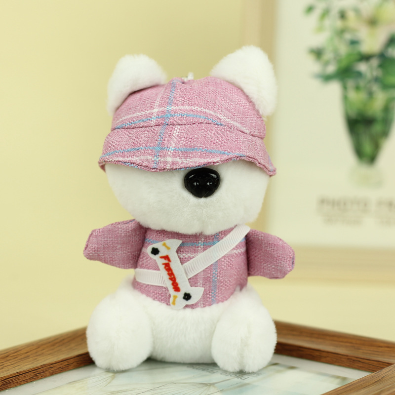 Moda fresco dibujos animados cachorro felpa muñeca juguete llavero colgante mujer linda muñeca pareja mochila colgante regalo