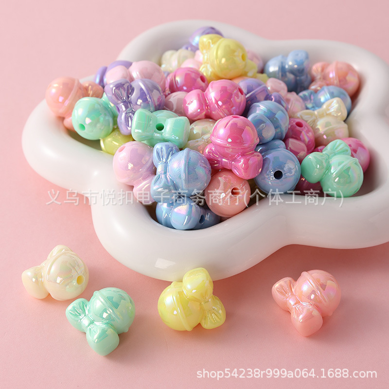 Macaron Color Solid Color Plated 3D Bell Mobile Phone Chain Bracelet Beaded DIY Loose Beads Dopamine Color DIY Jewelry