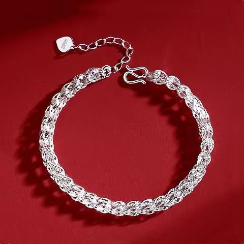 Genuine goods copper silver-plated broken silver couple phoenix tail bracelet women's simple bracelet jewelry live e-commerce factory supply wholesale
