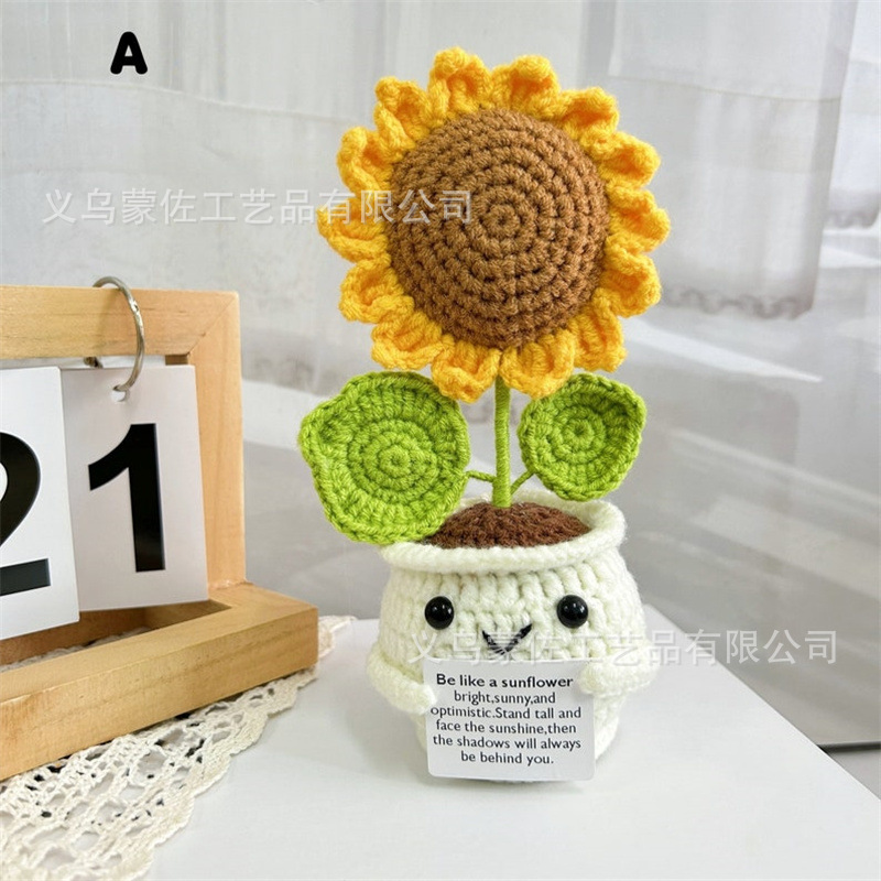 Amazonas comercio exterior gancho de lana sonriente flores en maceta comercio exterior artesanal girasol tulipas margarita adornos image 26