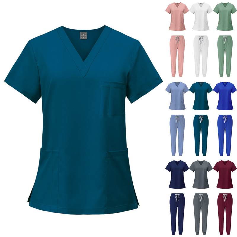 [Same Day Will Be Sent All Colors and Sized] Hand Wash Clothes for Men and Women, Quick-Drying Short-Sleeved Surgical Clothes, Nurse Pet Hospital Work Clothes