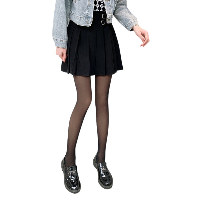 Pimiento rojo otoño e invierno engrosado negro transparente luz pierna artefacto hembra falso transparente carne leggings sin costuras de una sola pieza pantimedias al por mayor