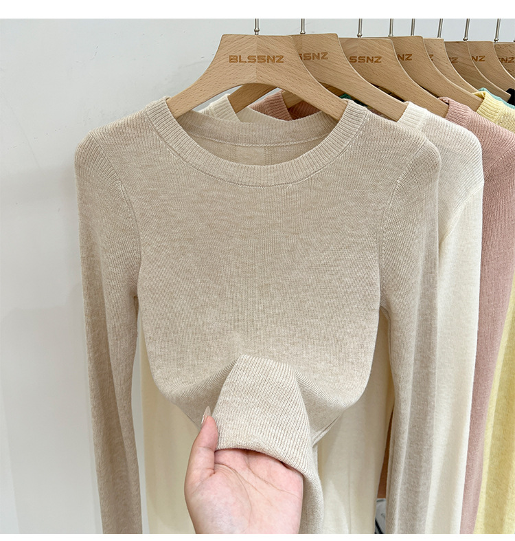 315g Weight Long Sleeve Sleeve Length Pullovers Placket Type Spandex, Polyester Fabric Type Short Top Length Knitwear Tops Type Daily Occasion Round Neck Neckline Slim Fit Type Solid Color Pattern Spring, Autumn Season Women's Gender Casual, Simple Style Style Wholesale Women's Casual Simple Style Solid Color Long Sleeve Sweaters & Cardigans 10