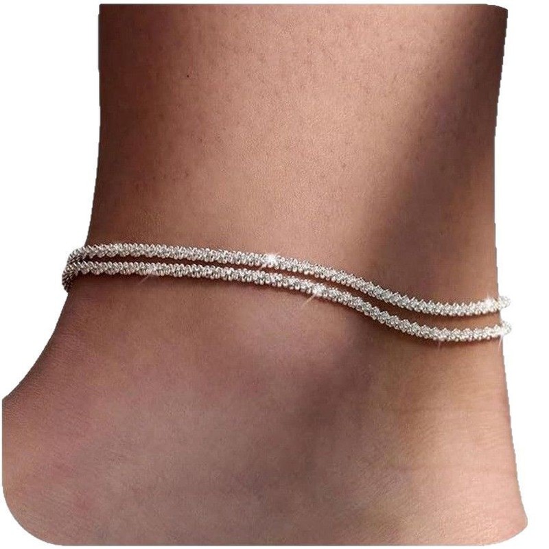 Japanese and Korean Fashion Hip Hop All-Match Cold Style Cuban Chain Single Layer Double Layer Twist Chain Golden silver Caterpillar Anklet