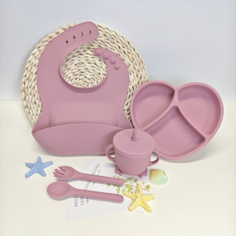 XLEE fuente fabricante de platos de silicona para niños antideslizante ventosas cubiertos de alimentos suplementarios 5 piezas conjunto de productos explosivos transfronterizos en stock
