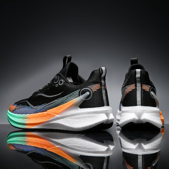 Carbon Board Running Shoes Men's Breathable Woven Shock-cushioning Lightweight Long-distance Racing Running Shoes Training Students Big Kids Sports Running Shoes