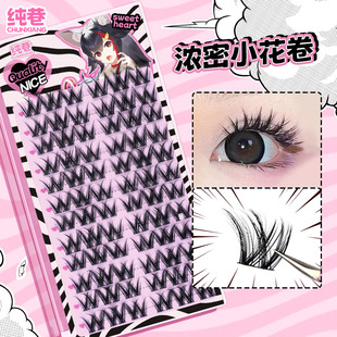 Pure Alley Double V Thick Lazy Small Large Flower Curl False Eyelashes Large Capacity Photogenic Thick Little Devil Segmented Eyelashes