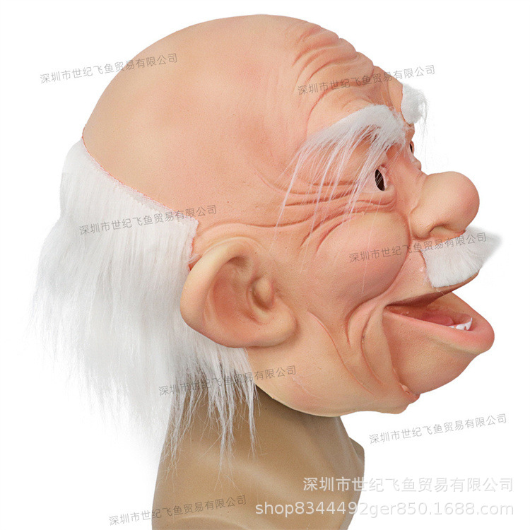 Nueva máscara de Halloween transfronteriza para los ancianos sombrero Mascarada Barba Blanca cara viejo abuelo látex