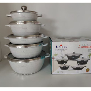 Cross-border Direct Supply 10-piece Set of Square Soup Pot Korean-style Aluminum Pot suit Household Portable Multifunctional Gift Pot