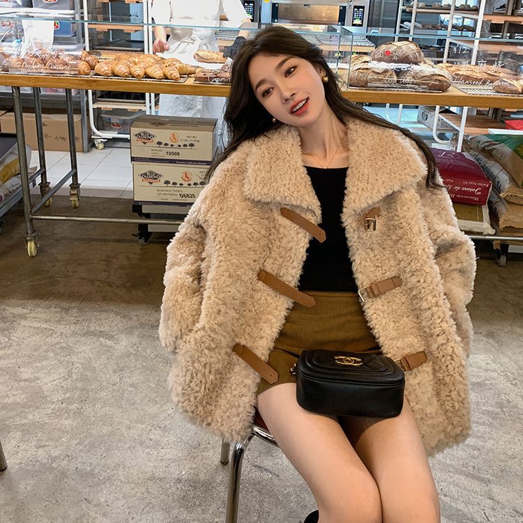 羊羔毛外套女中长款羊剪绒大衣皮草仿獭兔毛冬季加厚同款