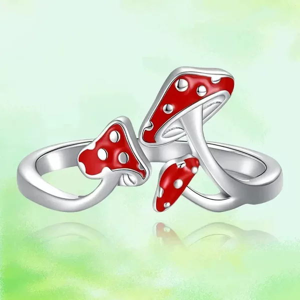 Spot Stock Amazon TEMU Cross-border New Red Mushroom Ring Fresh and Cute Simple Ring