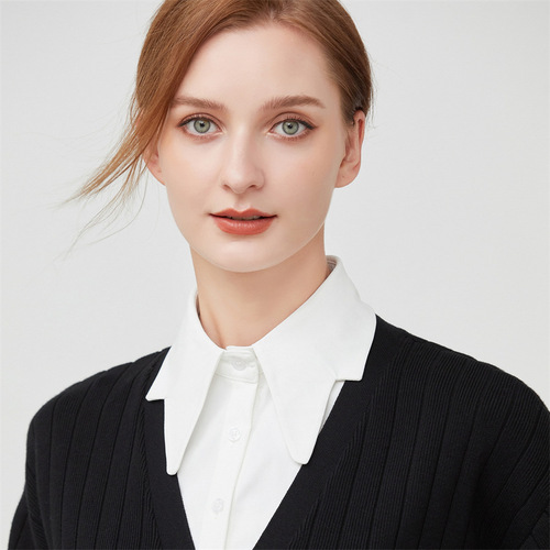 Women's Fashionable Pointed Collar Child Fall/Winter Matchable Striped Shirt Collar for Women Long-Sleeve Shirt Collar for Spring/Summer