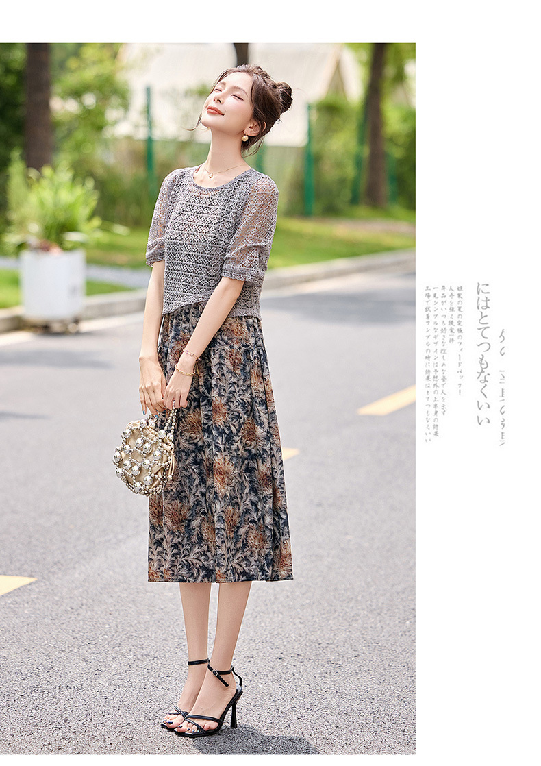 Đầm hai dây maxi nữ họa tiết hoa nhí phối ren WA9518 — Xanh lông mòng đen, màu kaki chi tiết 15