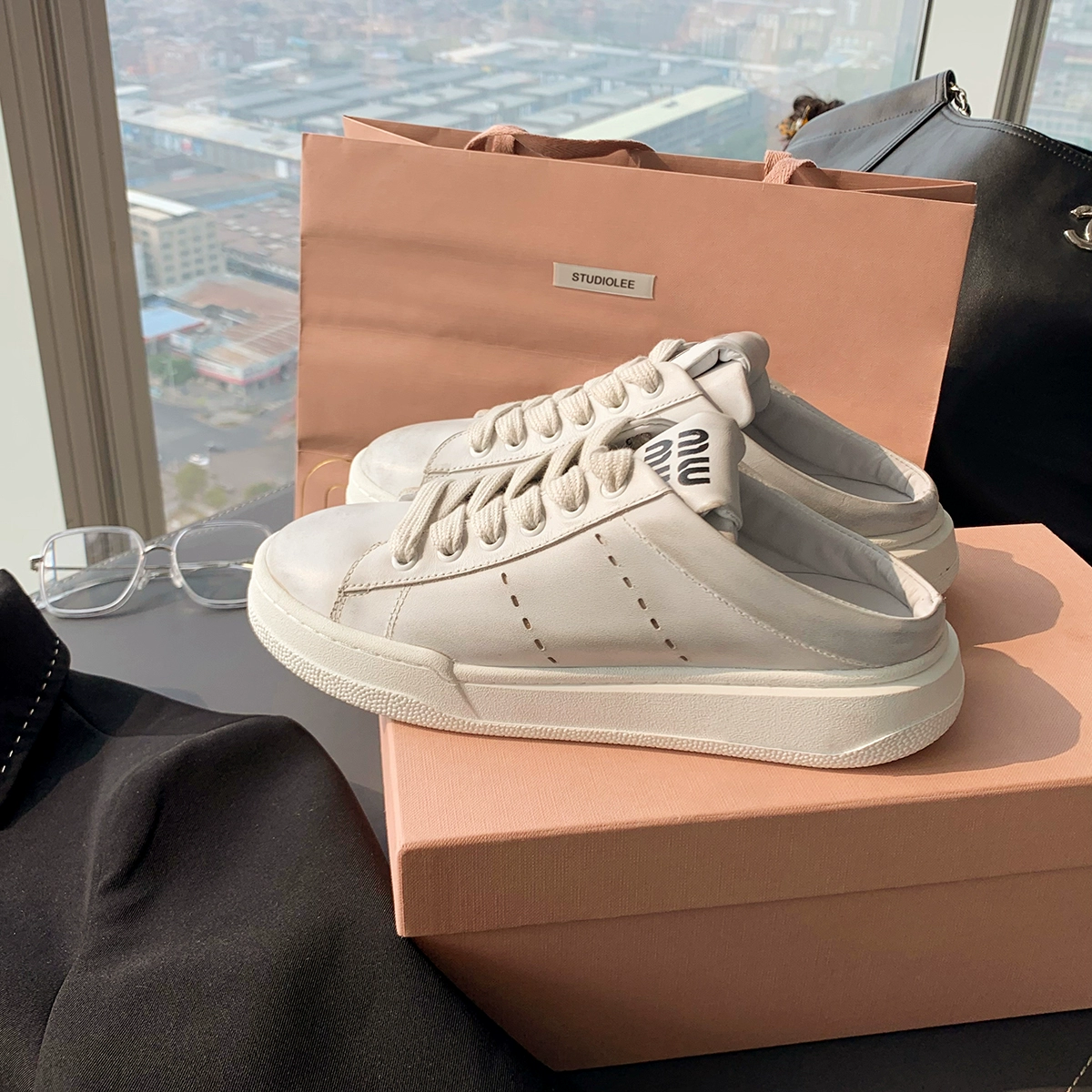 Grape Mom Studiolee's new summer wild thick leisure leisure leisure leather leather leather dirty small white shoes female