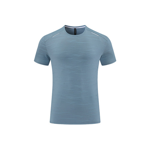 LULU Summer Men's Sports Quick-Dry Crew Neck T-Shirt Running Fitness High-Elastic Ice Silk Cold Sensation Short Sleeve Printed B
