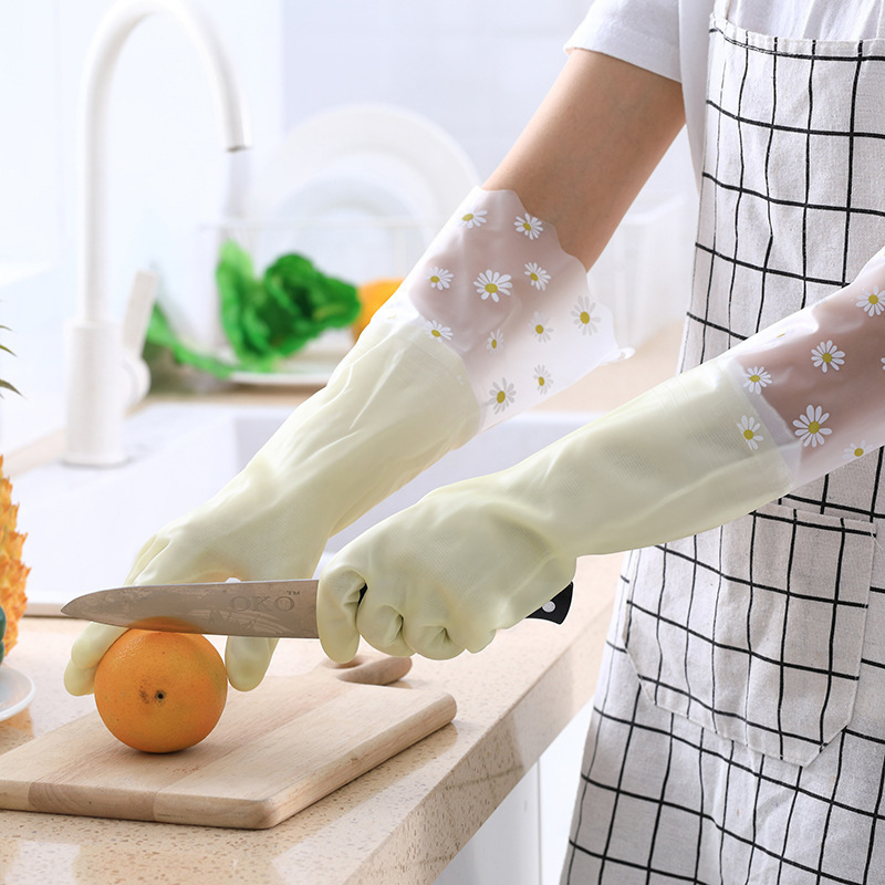 Guantes para lavar platos guantes de goma para el hogar con cordón duradero para mujeres resistentes al desgaste Limpieza de cocina goma látex limpieza antideslizante