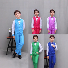儿童大合唱演出服主持人朗诵服装花童礼服男童西装马甲套装表演服