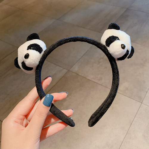 Cute little panda hairband, women's hair accessories, face wash headband, super cute animal cartoon hairpin, anti-slip headband, headband