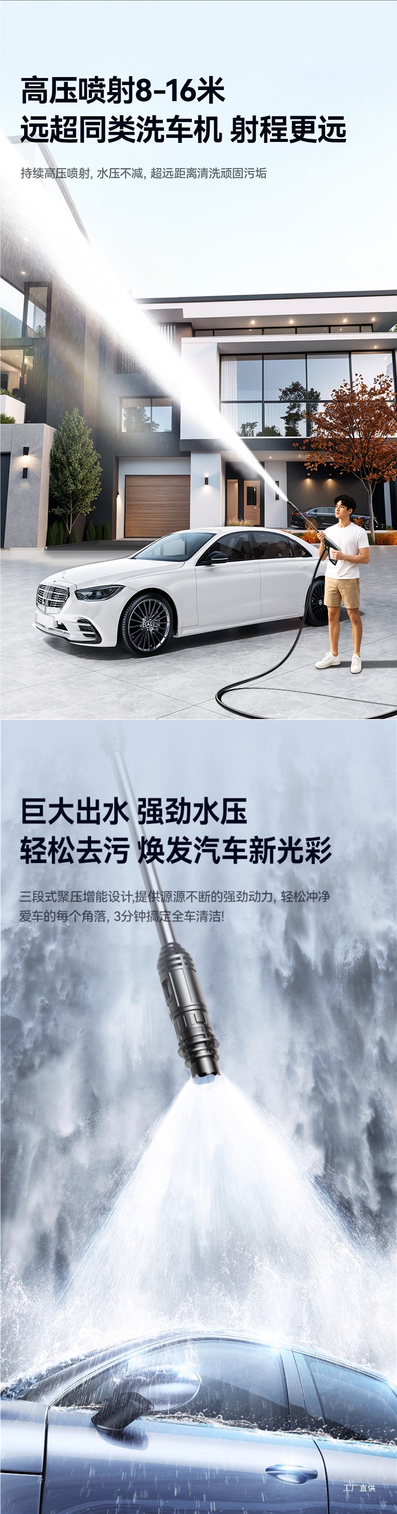 Car Washing Machine 220V High-Pressure Water Gun Household Super Powerful Cleaning Floor Pump Head 25 New Model Artifact High Power Peihui
