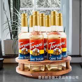 双层旋转收纳架楠竹子糖浆架家用客厅卧室调料置物架摆件红酒架子