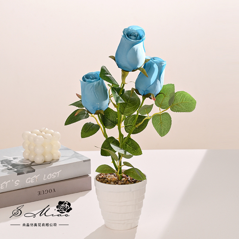 Flores falsas estilo pastoral rosa bonsai simulación flor de moda decoración creativa plantación verde artificial simulación maceta image 4