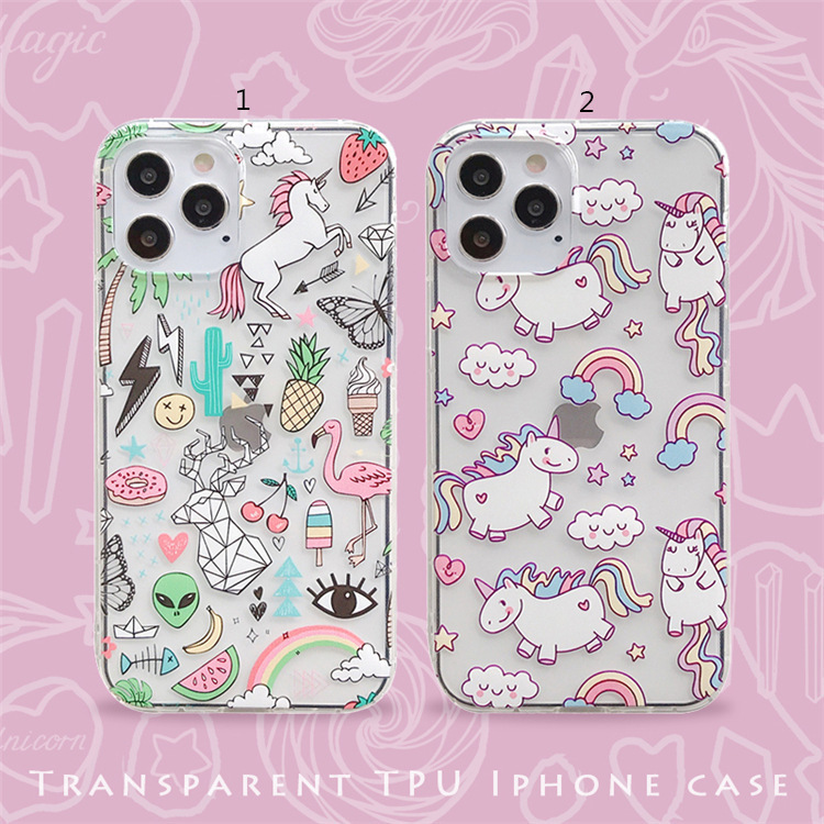 Unicorn for Apple 15promax Mobile Phone Case iPhone12 Women's Cute Cartoon 13 All-inclusive 14 Transparent